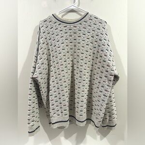 90s Vintage Pattern Chunky Ragg Sweater - 85% Cotton Thick Slouch Knit -NWT- XL